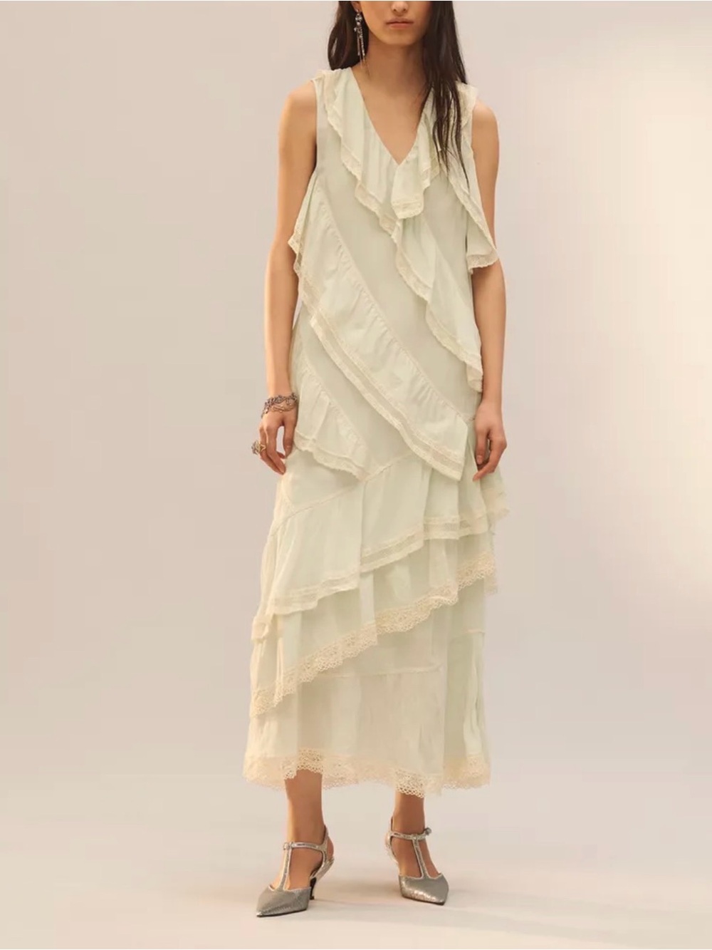 Zara limited edition ruffle maxi dress